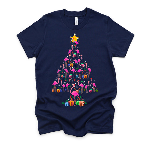 Pink Flamingo Christmas Tree Cute Flamingos Holiday Decor T-Shirt