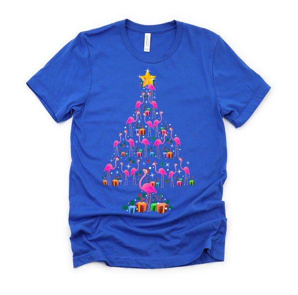 Pink Flamingo Christmas Tree Cute Flamingos Holiday Decor T-Shirt