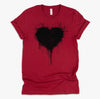 Black Heart Splatter Tshirt, Valentines Day Gift Shirt, Big Hearts Unisex T-Shirt XS-4XL