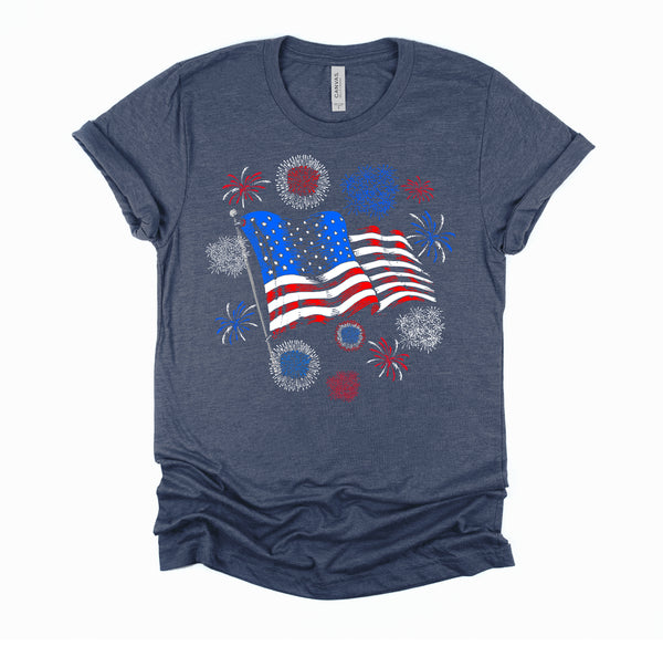 Fireworks 4th of July American Flag Patriotic Sparklers T-Shirt
