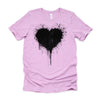 Black Heart Splatter Tshirt, Valentines Day Gift Shirt, Big Hearts Unisex T-Shirt XS-4XL