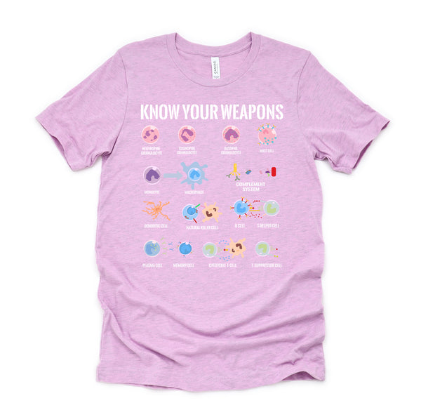 Immune System Cells Tshirt, Microbiology Shirt, Know Your Weapon T Shirt, Funny Biology Gift Unisex T-Shirt XS-4XL
