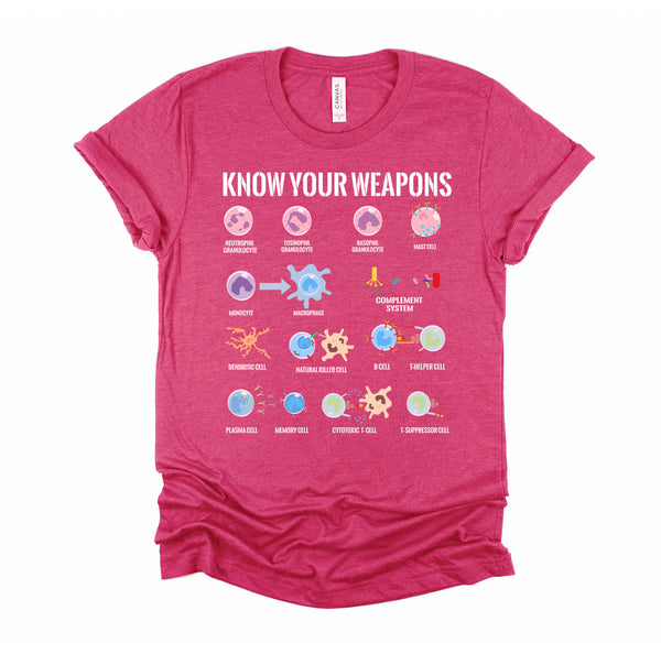 Immune System Cells Tshirt, Microbiology Shirt, Know Your Weapon T Shirt, Funny Biology Gift Unisex T-Shirt XS-4XL