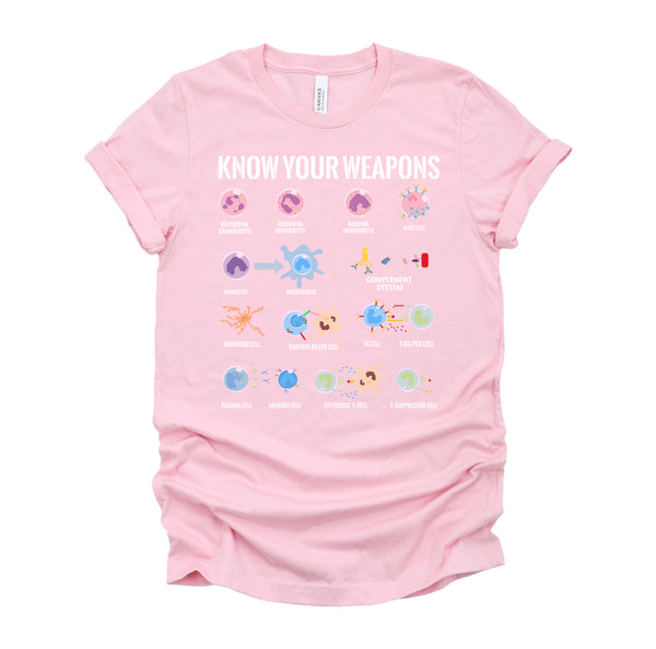 Immune System Cells Tshirt, Microbiology Shirt, Know Your Weapon T Shirt, Funny Biology Gift Unisex T-Shirt XS-4XL