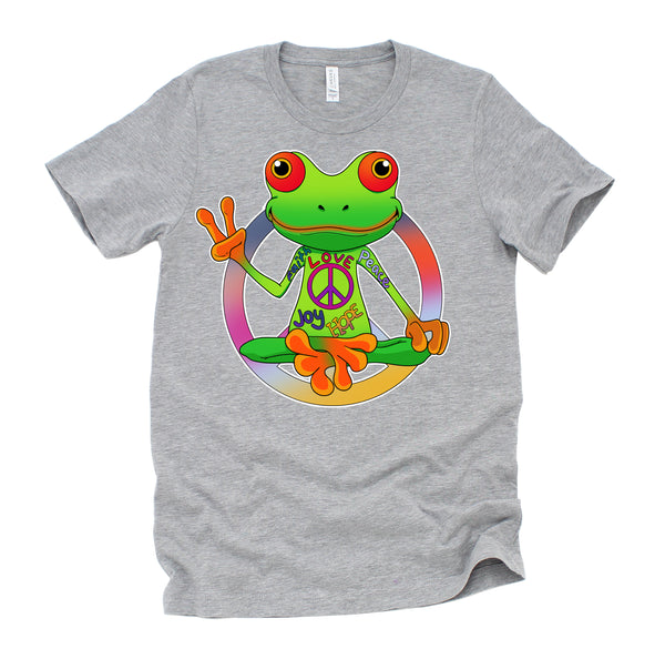 Hippie Frog Peace Sign Yoga Frogs Hippies 70s T-Shirt