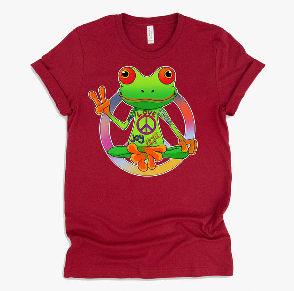 Hippie Frog Peace Sign Yoga Frogs Hippies 70s T-Shirt