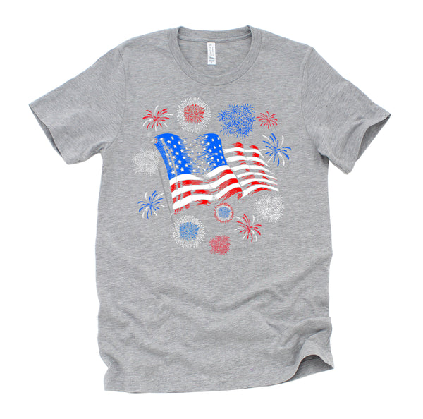 Fireworks 4th of July American Flag Patriotic Sparklers T-Shirt