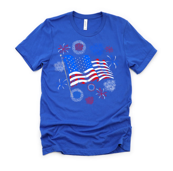 Fireworks 4th of July American Flag Patriotic Sparklers T-Shirt