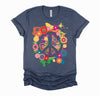 Peace Sign Colorful Flowers Hippie Retro 60s 70's T-Shirt