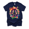 Peace Sign Colorful Flowers Hippie Retro 60s 70's T-Shirt