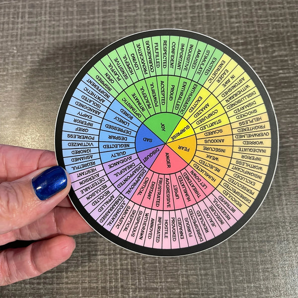 Feelings Wheel Vinyl Sticker 4" or 6" / Emotions Wheel Sticker / Therapy Tool / Therapist Gift / Stocking Stuffer