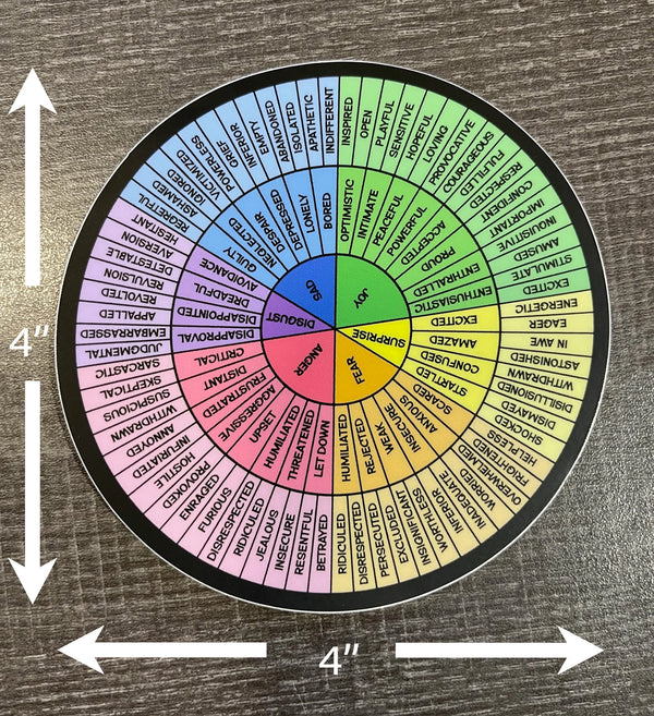 Feelings Wheel Vinyl Sticker 4" or 6" / Emotions Wheel Sticker / Therapy Tool / Therapist Gift / Stocking Stuffer