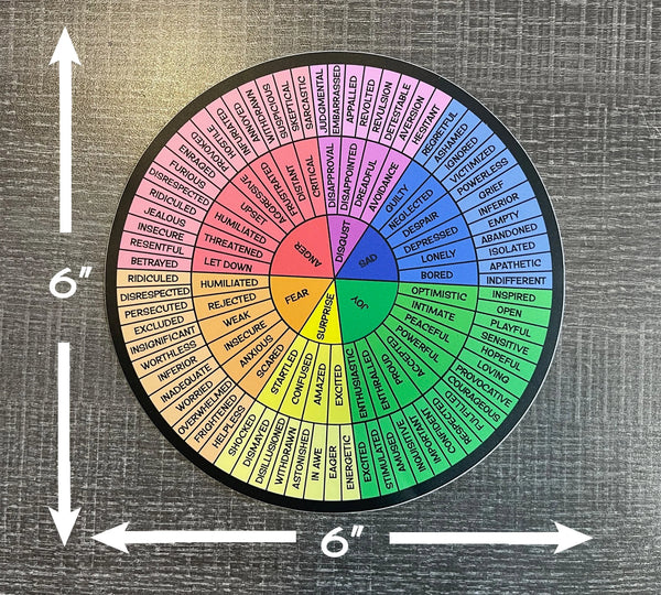 Feelings Wheel Vinyl Sticker 4" or 6" / Emotions Wheel Sticker / Therapy Tool / Therapist Gift / Stocking Stuffer