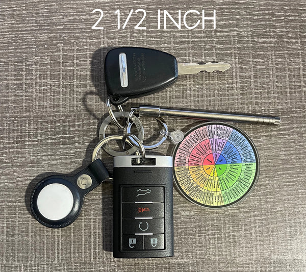 Feelings Wheel Keychain 2 1/2" or 3 1/2" / Acrylic Emotions Wheel Key Chain / Self Care Keychain / Therapist Gift / Stocking Stuffer