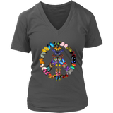 Peace Sign Butterflies Tshirt 60's 70's Boho Butterfly Retro Gift V-Neck T-Shirt Womens Plus Size S-4XL