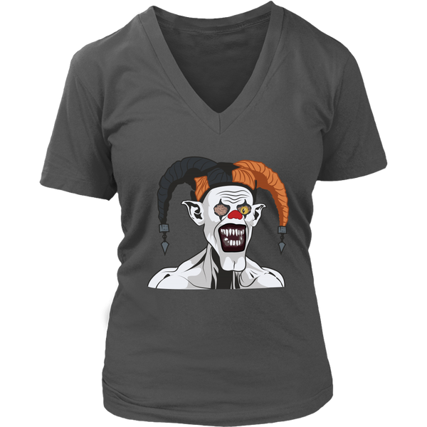 Killer Clown Halloween Tshirt - Monster Harlequin T-Shirt - Womens Plus Size Up To 4X