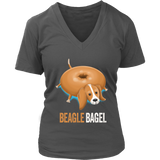 Beagle Dog Shirt - Bagel Bread Pun Funny Animals V-Neck T-Shirt Womens Plus Size S-4XL