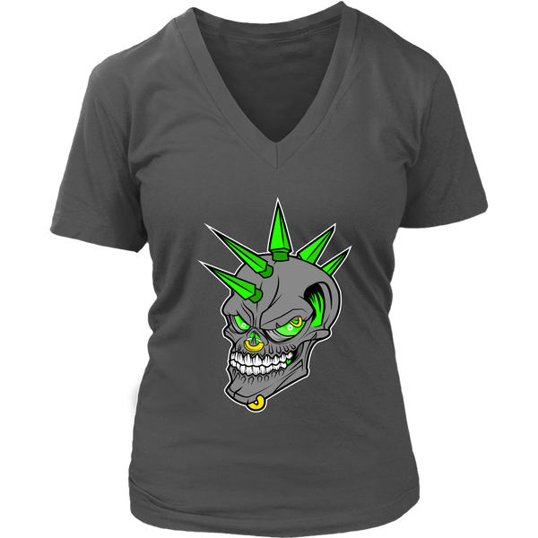 Punk Rock Halloween Skull Tshirt - Mohawk Spike Hair Tee - Womens Plus Size Up To 4X