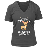 Dog Hair Chihuahua Glitter T-Shirt Puppy Pet Owner Tee - Womens Plus Size Up To 4X