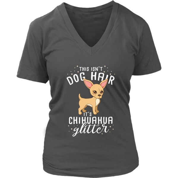 Dog Hair Chihuahua Glitter T-Shirt Puppy Pet Owner Tee - Womens Plus Size Up To 4X