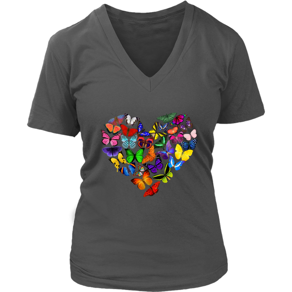 Womens Heart Full of Butterflies T-Shirt Mother's Day Tee Plus Size Up to 4X