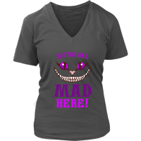 We're All Mad Here Grinning Cat T-Shirt - Funny Cats - Womens Plus Size Up To 4X