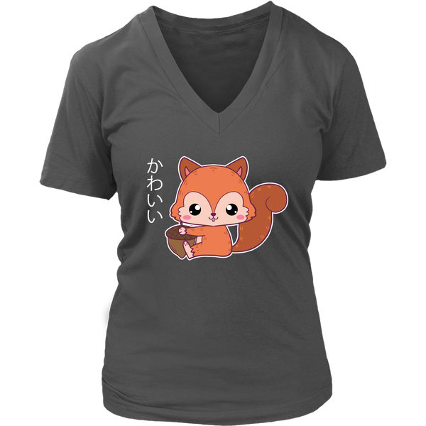 Kawaii Squirrel Gift Funny Animal Pride Love Squirrels V-Neck T-Shirt Womens Plus Size S-4XL