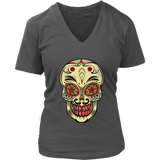 Mexican Sugar Skull Decor Tshirt - Artistic Halloween T-Shirt - Womens Plus Size Up To 4X