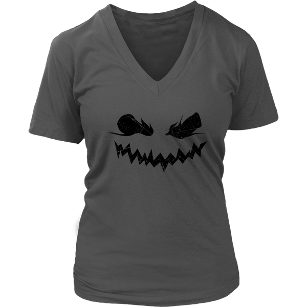 Evil Pumpkin Smile Tshirt - Creepy Jack O Lantern Tee - Womens Plus Size up to 4X