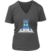 Cat Disc Jockey T-Shirt - Kitty Club DJ Graphic Tshirt - Womens Plus Size Up To 4X