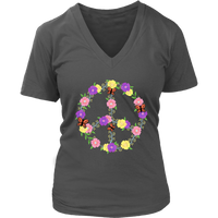 Flower Butterflies Peace Sign Tshirt - Retro 60s 70s Tee - Womens Plus Size Up To 4X