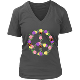 Flower Butterflies Peace Sign Tshirt - Retro 60s 70s Tee - Womens Plus Size Up To 4X