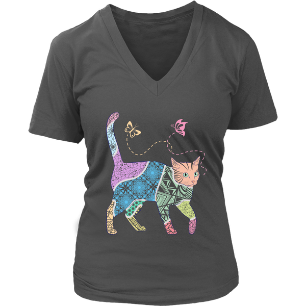 Abstract Cat T-Shirt - Colorful Art Tee - Artistic