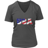 American Flag Patterned USA Text T-Shirts - America Tees - Womens Plus Size Up To 4X