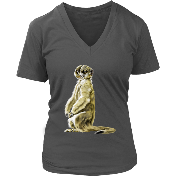 Watercolor Meerkat Wild Animal I Love Meerkats V-Neck T-Shirt Womens Plus Size S-4XL