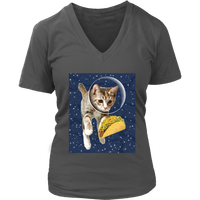 Cat Astronaut T-Shirt - Tacos in Space Tshirt - Funny Tee - Womens Plus Size up to 4X