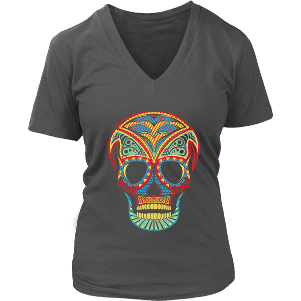 Mexican Halloween Skull Tshirt - Day of the Dead Party Tee - Womens Plus Size up to 4X