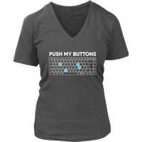 Funny Push My Buttons Nerd T-Shirt - Geek Novelty T Shirt - Womens Plus Size Up To 4X