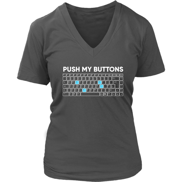 Funny Push My Buttons Nerd T-Shirt - Geek Novelty T Shirt - Womens Plus Size Up To 4X