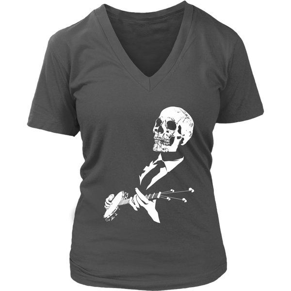 Banjo Playing Skull T-Shirt - Funny Tshirt - Band Music Tee - Womens Plus Size up to 4X