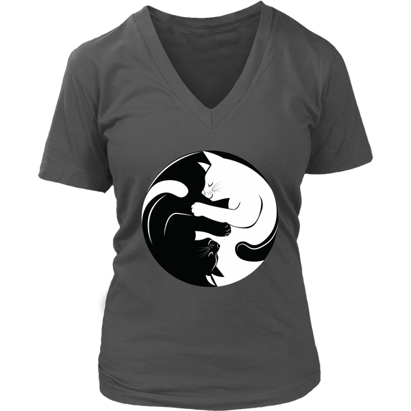 Cute Cat T-Shirt - Yin Yang Tshirt - Cats in a Ying Yang - Womens Plus Size Up To 4X