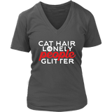 Cat Hair Is Lonely People Glitter Tshirt - Introvert T-Shirt - Love Kitty Tee - Womens Plus Size Up To 4X