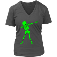 Neon Dabbing Skeleton Tshirt - Bright Halloween Dancing Bone - Womens Plus Size up to 4X