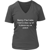 Funny Late Excuse T Shirt Cat Puke Cat Lover Tee Shirt - Womens Plus Size Up To 4X