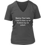 Funny Late Excuse T Shirt Cat Puke Cat Lover Tee Shirt - Womens Plus Size Up To 4X