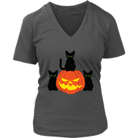 Spooky Black Cat T-Shirt - Halloween Pumpkin Tshirt - Womens Plus Size up to 4X