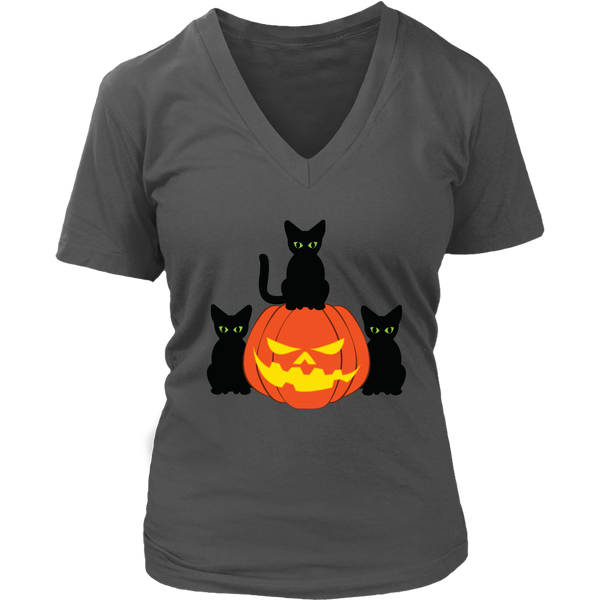 Spooky Black Cat T-Shirt - Halloween Pumpkin Tshirt - Womens Plus Size up to 4X