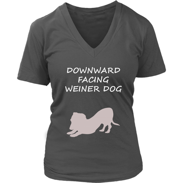 Yoga T-Shirt - Downward Facing Wiener Dog TShirt - Graphic T - Womens Plus Size Up To 4X