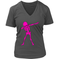 Neon Pink Dabbing Skeleton Tshirt Halloween Dancing Monster - Womens Plus Size up to 4X