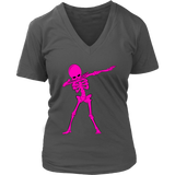 Neon Pink Dabbing Skeleton Tshirt Halloween Dancing Monster - Womens Plus Size up to 4X